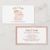 かわいいピンクフローラケーキミキサーベーカリー名刺 名刺 (正面/裏面)