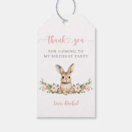 かわいいピンクフローラバニーガール1st誕生日ありがとう ギフトタグ