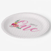 かわいいピンクフローラベビーの1歳の誕生日 ペーパープレート (アングル)