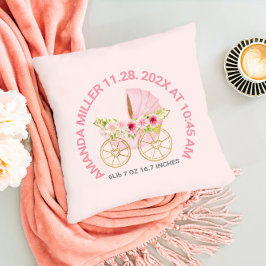 かわいいピンクフローラベビーベビーカーベビー誕生日 クッション