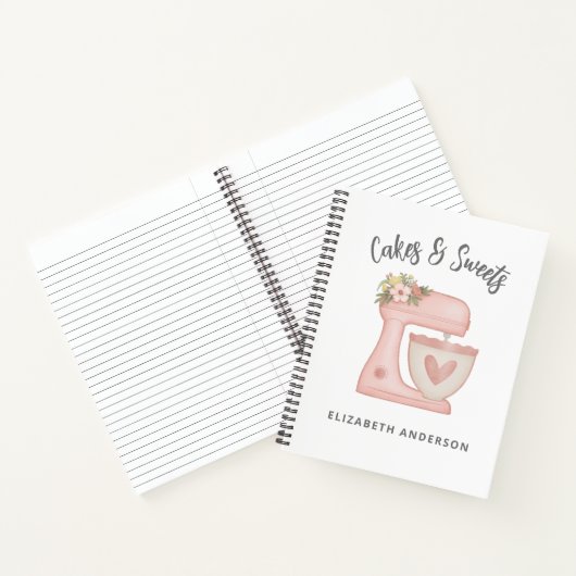 かわいいピンクフローラベーカリーケーキミキサー ノートブック (内部)
