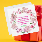 かわいいピンクフローラボウガールフォト誕生日 サンキューカード