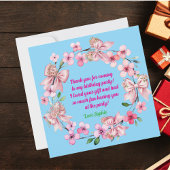 かわいいピンクフローラボウガールフォト誕生日 サンキューカード