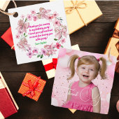 かわいいピンクフローラボウガールフォト誕生日 フェイバータグ