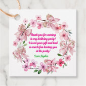 かわいいピンクフローラボウガールフォト誕生日 フェイバータグ (正面)