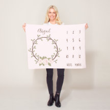 かわいいピンクフローラリースベビーマイルストーン