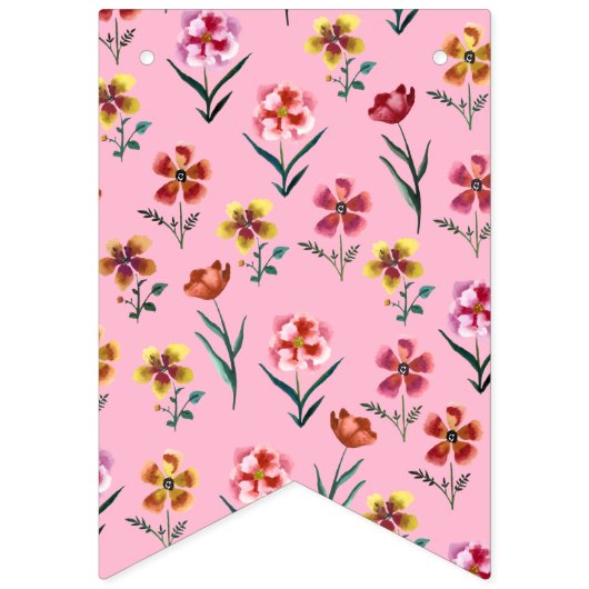 かわいいピンクフローラ女の子ベビーシャワーの装飾 バンティングフラッグ (第2の旗)