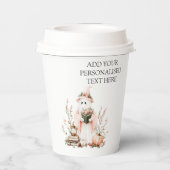 かわいいピンクフローラ幽霊とカボチャのハロウィーン 紙コップ (裏面)