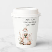 かわいいピンクフローラ幽霊とカボチャのハロウィーン 紙コップ (正面)