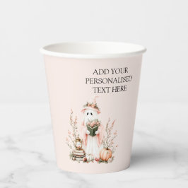 かわいいピンクフローラ幽霊とカボチャのハロウィーン 紙コップ