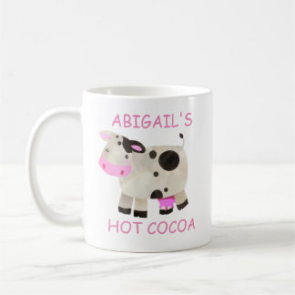かわいいピンクブラックホワイトカウホットココア コーヒーマグカップ