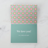 かわいいピンクブルーの緑のクリスマスのおじいちゃん写真 シーズンカード (内部)