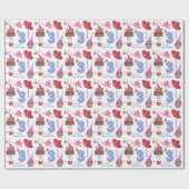 かわいいピンクブルーガール格言3歳誕生日 ラッピングペーパー (フラット)