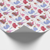かわいいピンクブルーガール格言3歳誕生日 ラッピングペーパー (角)