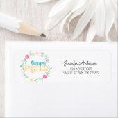 かわいいピンクブルーグリーン春ハッピーイースターアドレス ラベル (インサイチュ)