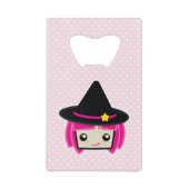 かわいいピンクヘアウィッチボトルオープナー クレジットカード栓抜き (正面)