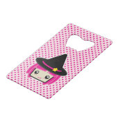 かわいいピンクヘアウィッチボトルオープナー クレジットカード栓抜き (正面アングル)