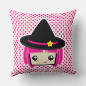 かわいいピンクヘアウィッチ装飾用クッション クッション (裏面)