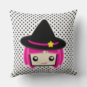 かわいいピンクヘアウィッチ装飾用クッション クッション (裏面)