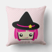 かわいいピンクヘアウィッチ装飾用クッション クッション (裏面)