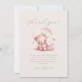 かわいいピンクベアーガールベビーシャワーサンキューカード 招待状 (正面)