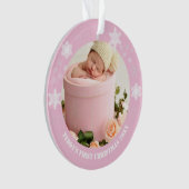 かわいいピンクベビーの初めてのクリスマス オーナメント (正面)