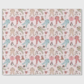 かわいいピンクベビーの初めてのクリスマス パーソナライズされた ラッピングペーパー (フラット)