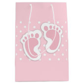 かわいいピンクベビーガールの足イラストレーション ミディアムペーパーバッグ (正面)