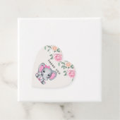 かわいいピンクベビーゾウとバラ縁どに感謝 フェイバータグ (インサイチュ)