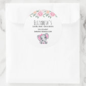 かわいいピンクベビーゾウとバラ縁どズビジネス ラウンドシール (バッグ)