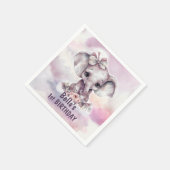 かわいいピンクベビーゾウ女の子1st誕生日パーティー スタンダードカクテルナプキン (角)