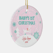 かわいいピンクベビーバニー1stクリスマスパーソナライズされた セラミックオーナメント (右)
