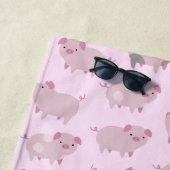 かわいいピンクベビーピグレットパターン&ドット ビーチタオル (インサイチュ)