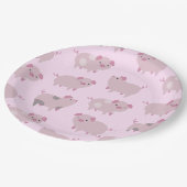 かわいいピンクベビーピグレットパターン&ドット ペーパープレート (アングル)