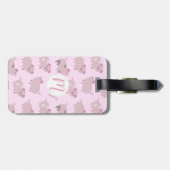 かわいいピンクベビーピグレットパターン&ドット ラゲッジタグ (裏面横)