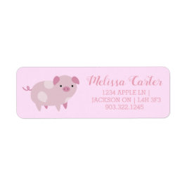 かわいいピンクベビーピグレットパターン&ドット ラベル