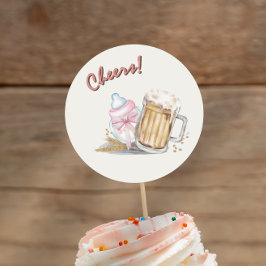 かわいいピンクベビーミルクボトルビールオムツパーティー ラウンドシール