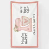 かわいいピンクベーカリービジネスペストリーシェフバナー 横断幕 (縦)