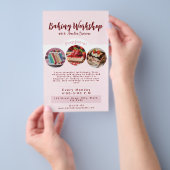 かわいいピンクベーキングワークショップフライヤー チラシ (ハンドル)