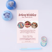 かわいいピンクベーキングワークショップフライヤー チラシ (シングル)