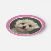 かわいいピンクペットフォト誕生日紙プレート ペーパープレート (アングル)