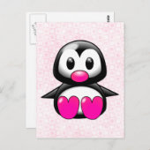 かわいいピンクペンギン ポストカード (正面/裏面)