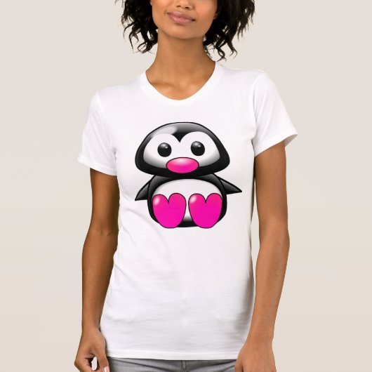 かわいいピンクペンギン Tシャツ (正面)
