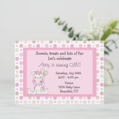 かわいいピンクホース1st誕生日招待状for Girls 招待状 (スタンド正面)