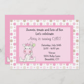 かわいいピンクホース1st誕生日招待状for Girls 招待状 (正面/裏面)