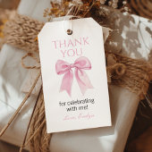 かわいいピンクボウコケットパーティーサンキューベイトメッセージカード ギフトタグ