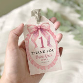 かわいいピンクボウコケット1歳の誕生日 ギフトタグ