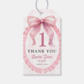 かわいいピンクボウコケット1歳の誕生日 ギフトタグ (正面)