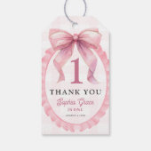 かわいいピンクボウコケット1歳の誕生日 ギフトタグ (裏面)