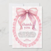 かわいいピンクボウコケット1歳の誕生日 サンキューカード (正面)